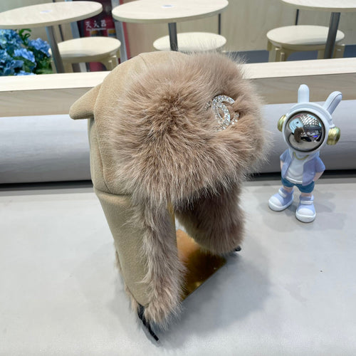 CHANEL TRAPPER HAT IN DESERT BROWN SUEDE AND LAMB FUR 429974