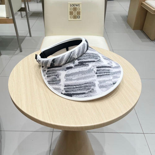 CELINE VISOR HAT MODEL 652204 IN GREY AND WHITE FABRIC
