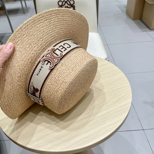 CELINE WIDE BRIM HAT MODEL 652232 IN NATURAL WOVEN STRAW