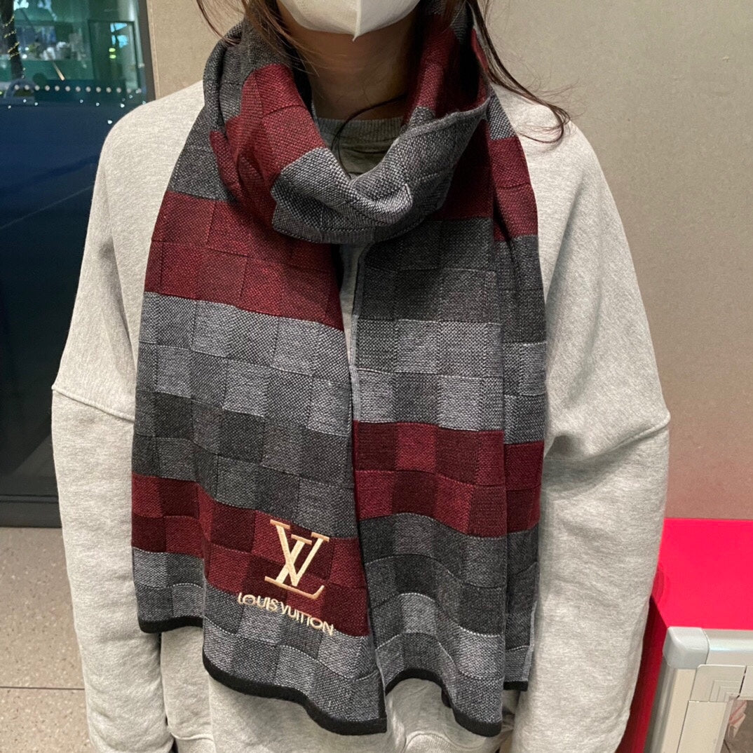 LOUIS VUITTON DAMIER HERITAGE SCARF 180 CM IN COLORFUL CASHMERE 391148