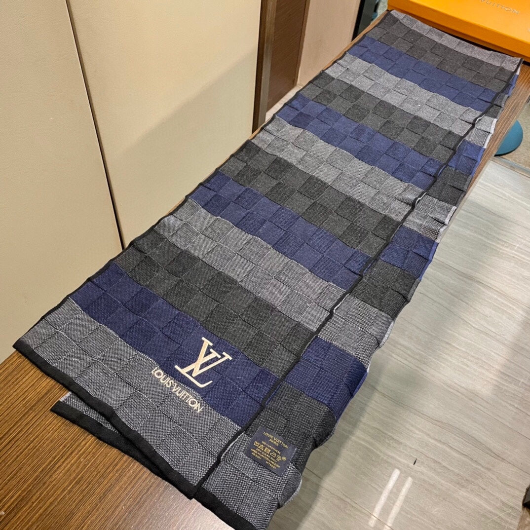 LOUIS VUITTON DAMIER HERITAGE SCARF 180 CM IN COLORFUL CASHMERE 391149