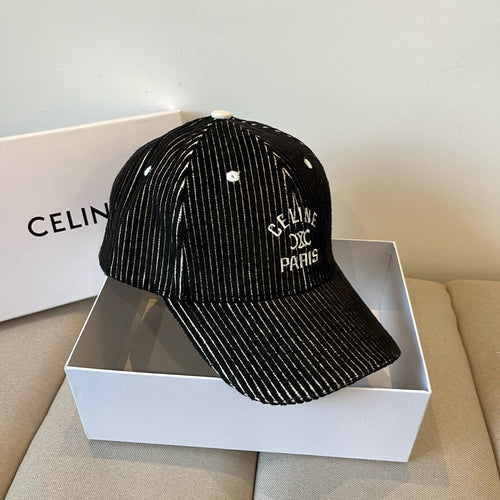 CELINE BASEBALL CAP MODEL 650190 IN BLACK CORDUROY