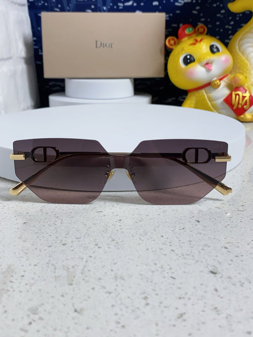 DIOR MONTAIGNE SUNGLASS 563192 IN GOLD METAL BROWN SMOKE LENSES